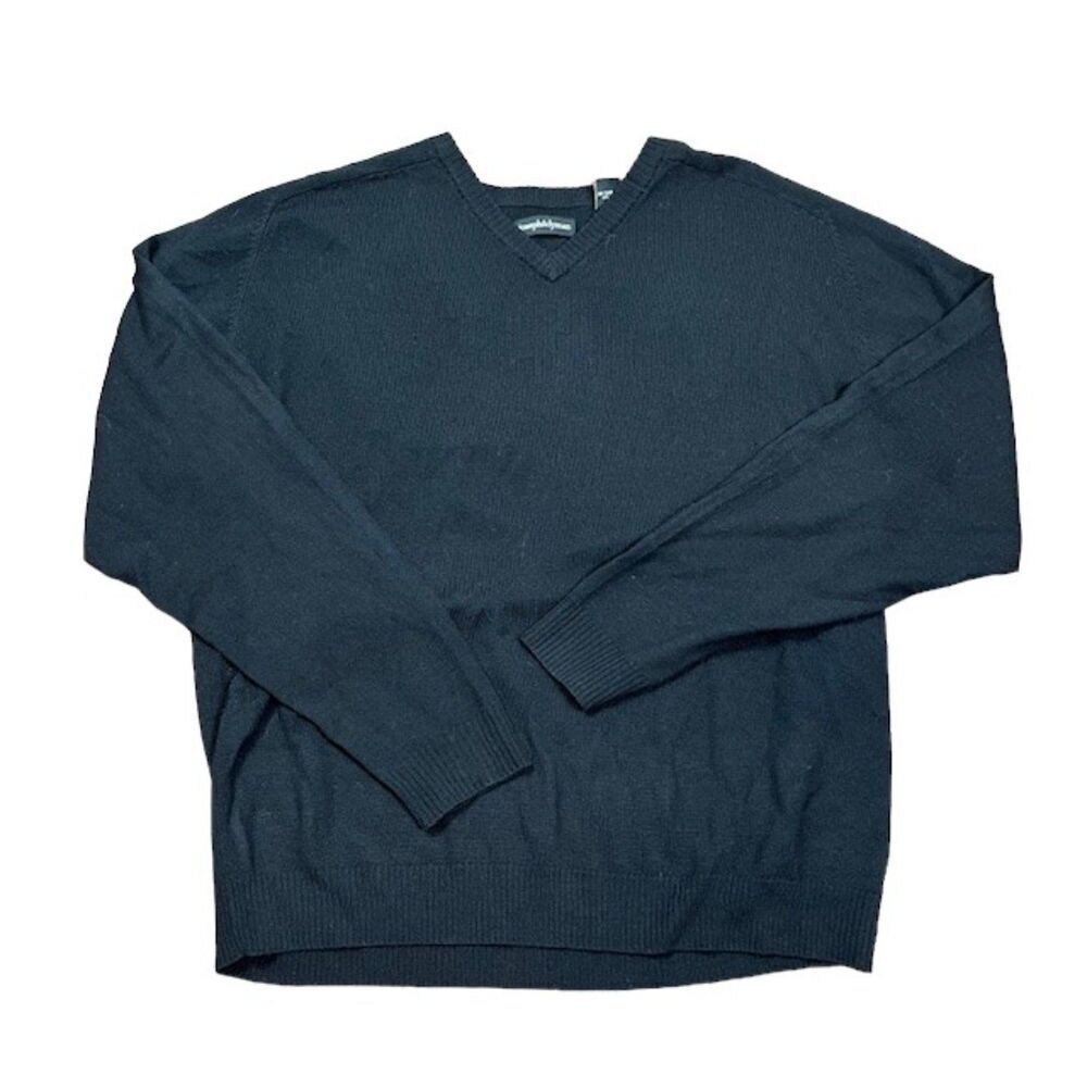 Joseph & Lyman 100% Extra Fine Merino Wool V-Neck‎ Sweater Black Size Large